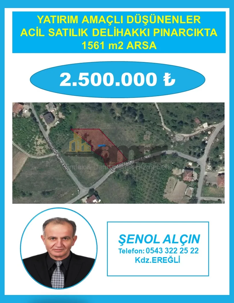 Kdz Ereğli Emlak - EREĞLİ DELİHAKKI PINARCIKTA SATILIK ARSA